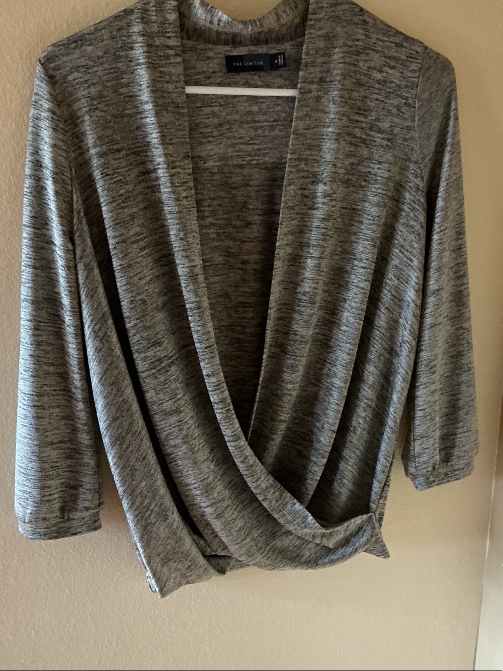 The Limited Grey Marled Draped-Front Cardigan
